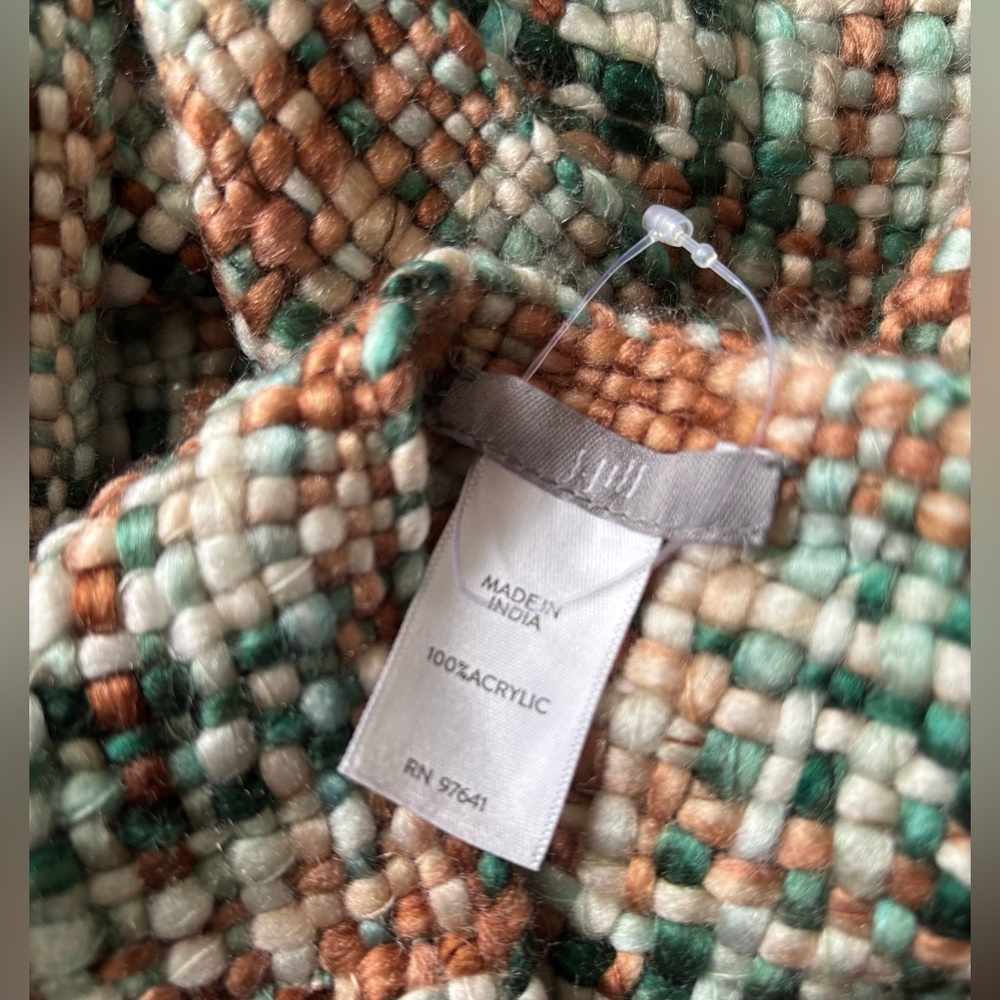 JJILL knit INFINITY SCARF neutral tan and green EARTH TONE loop scarf ONE SIZE